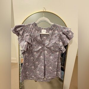 Sundays Paisley Ruffle Sleeve Blouse